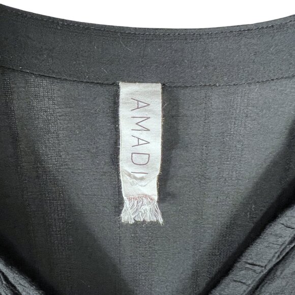 Amadi Rossi Ruffled Long Sleeve V-Neck Tunic Dress Black Size Petite L CD-6770 - Picture 4 of 11